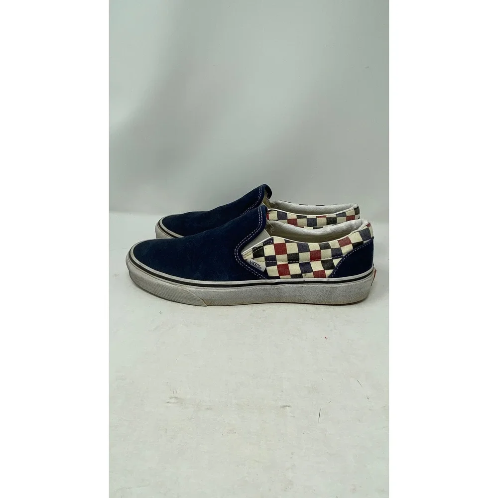 Vans Classic Slip On Navy Blue Suede Checkerboard Sneakers Mens 10 507452